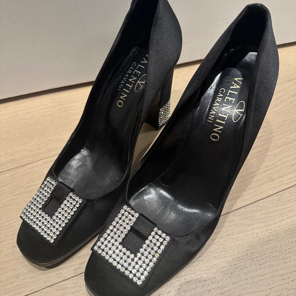 Valentino Garavani Black Crystal Heels